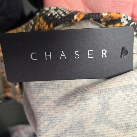 Chaser Ribbed Tee w Double Snakeskin Print Sz S NEW - Picture 9 of 9